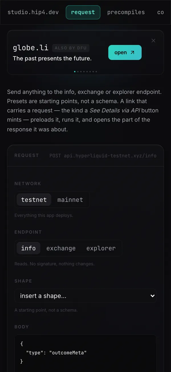 studio.hip4.dev on a phone