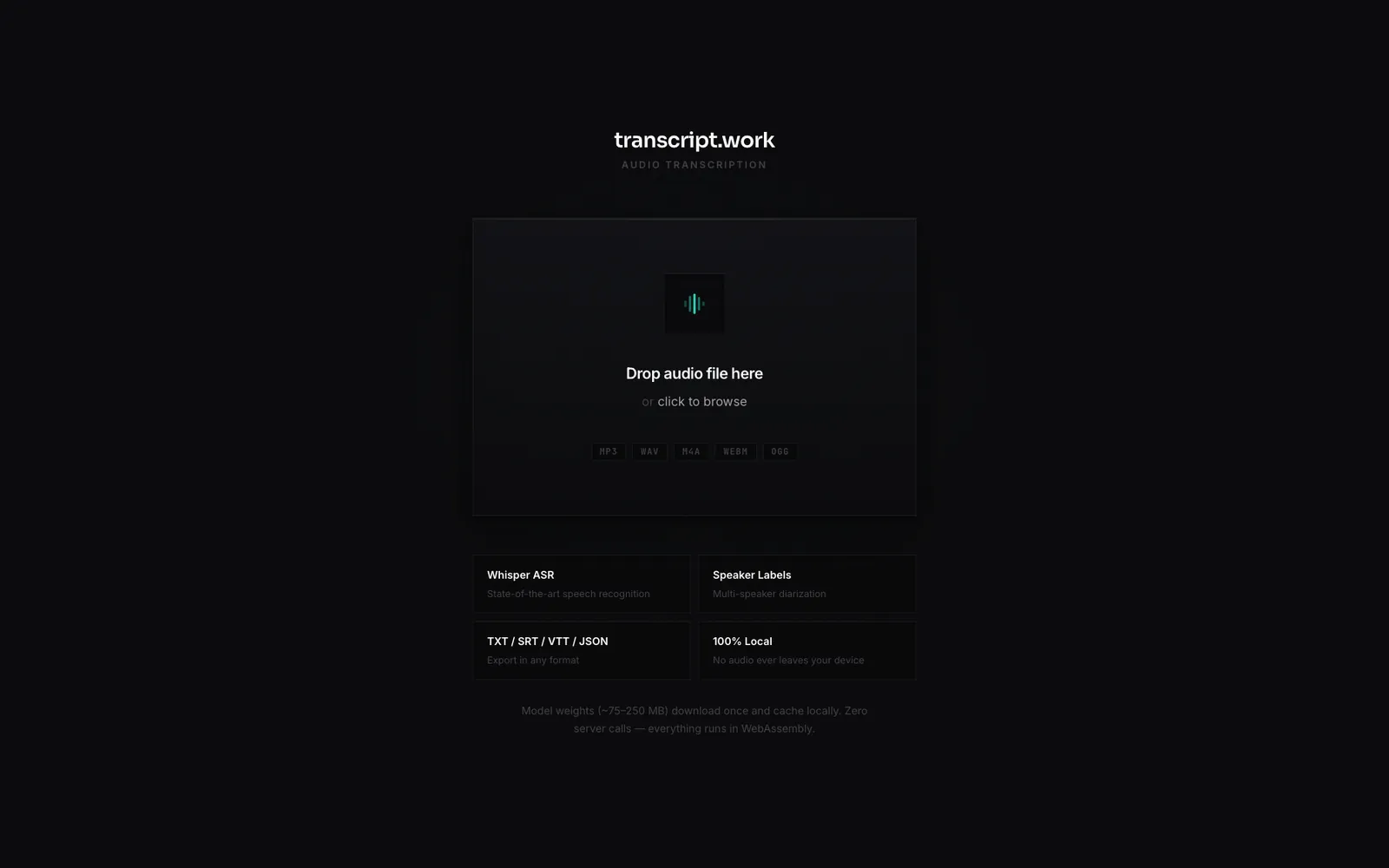 transcript.work - Drop audio, get the transcript.